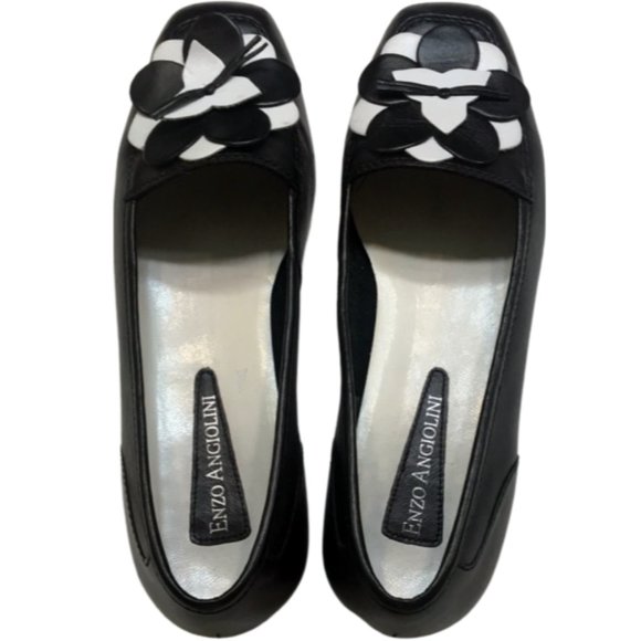 Enzo Angiolini Leather Color Block layered Loafer Flats - Picture 4 of 11